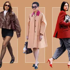 Klapki mule w stylizacjach: skórzana kurtka i mini, beżowy płaszcz, czerwona marynarka. Modne propozycje na co dzień.