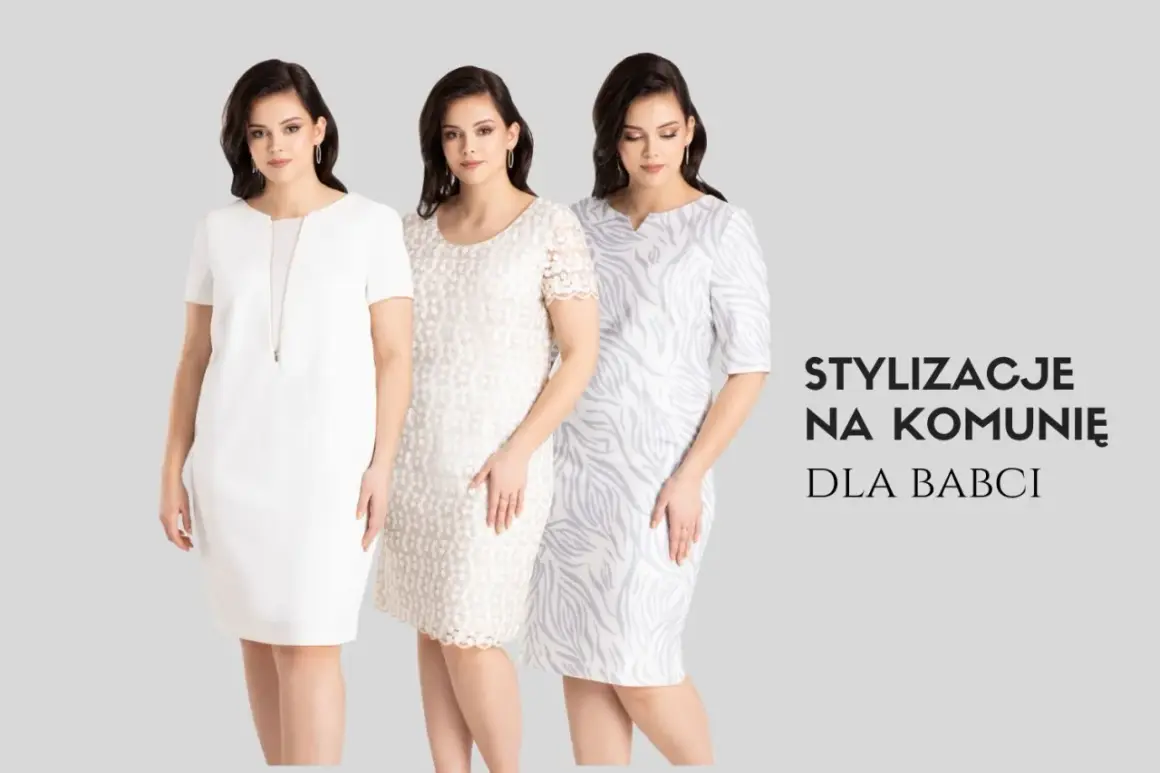 Trzy kobiety w eleganckich sukienkach. Czy na komunie mozna ubrac sie na bialo? Tak, biała sukienka to świetny wybór na uroczystość.