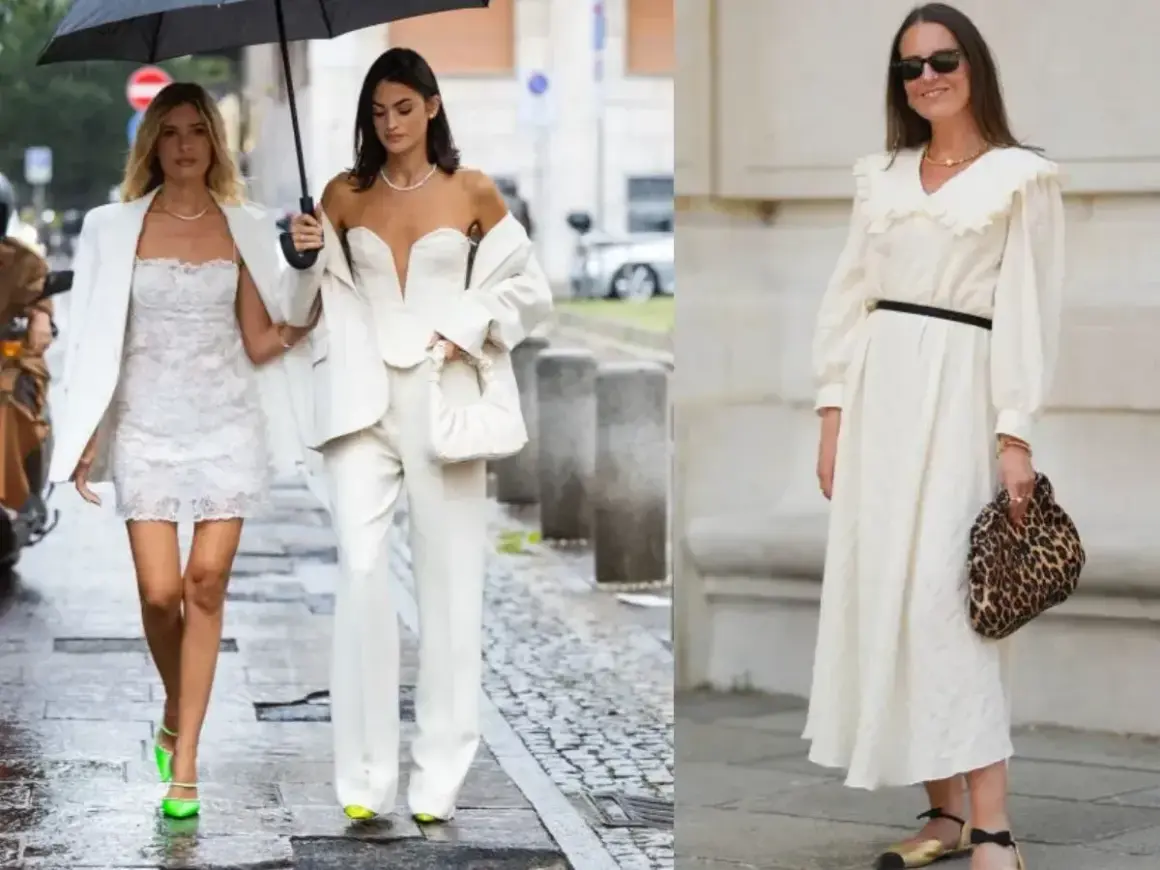 Eleganckie stylizacje na wieczorne wyjście ze znajomymi: białe koronki, garnitur i sukienka w stylu boho.