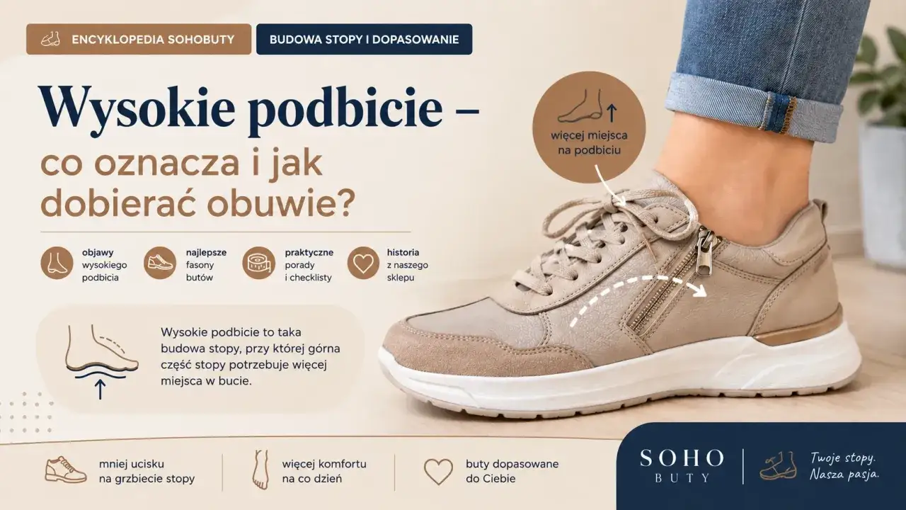 Wysokie podbicie stopy wymaga specjalnego obuwia. Dowiedz się, jak dobrać buty, by zapewnić komfort i uniknąć ucisku.