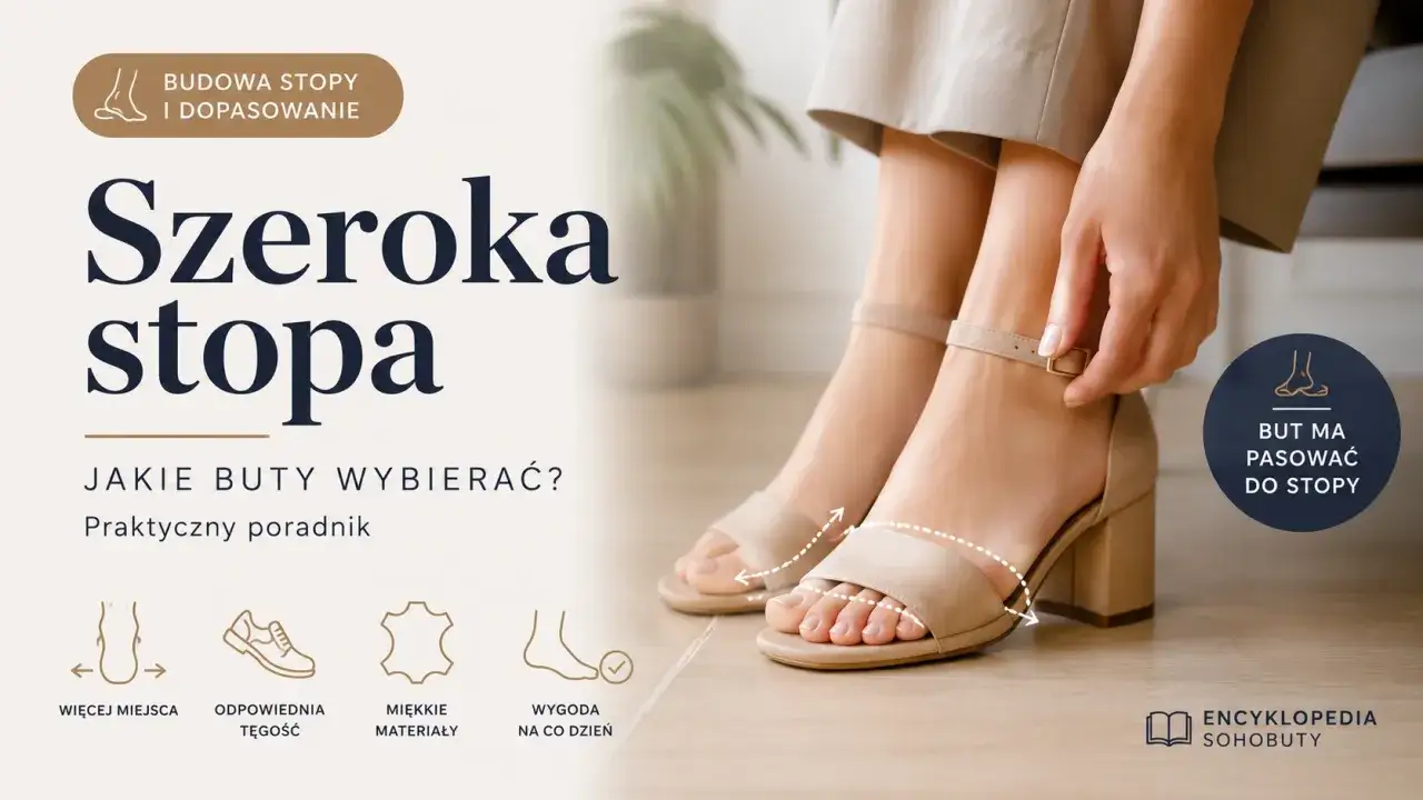 Kobieta zakłada sandały na szerokie stopy. Poradnik podpowiada, jak dobrać buty, by były wygodne i pasowały do stopy.